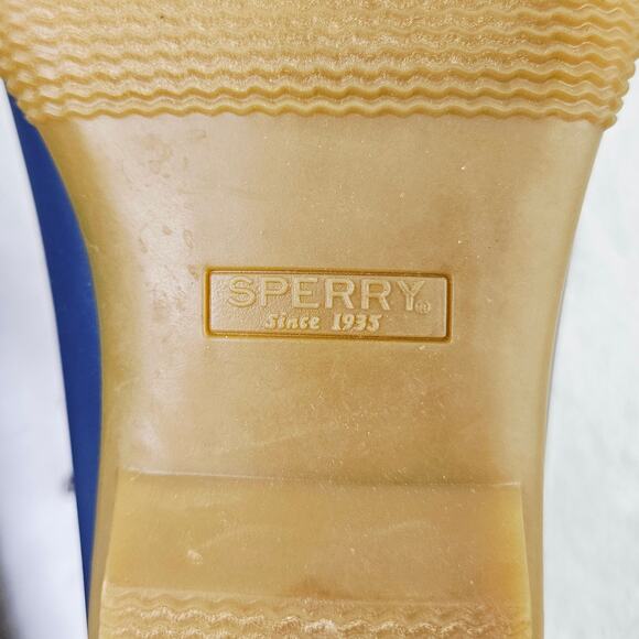 Sperry Saltwater Varsity Striped Duck Boots Size 8 Outdoor Rain Boots Wool Cozy - Picture 11 of 11